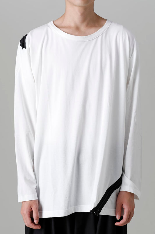 Diagonal zipper long White