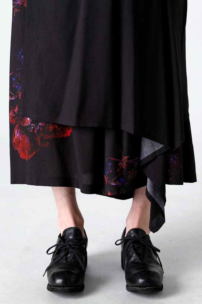 Pressed Flower Rayon Front flared pants