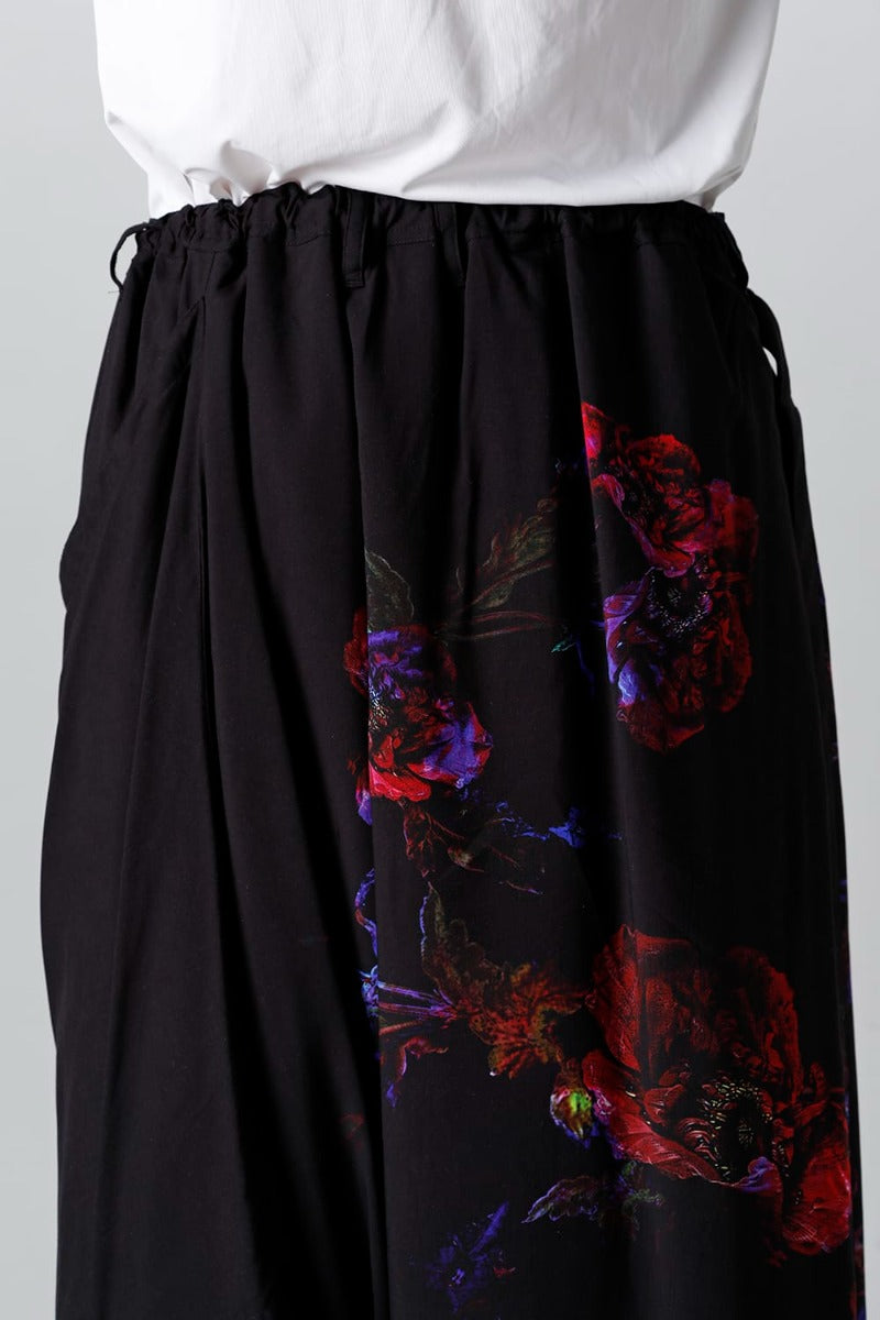 Pressed Flower Rayon Front flared pants