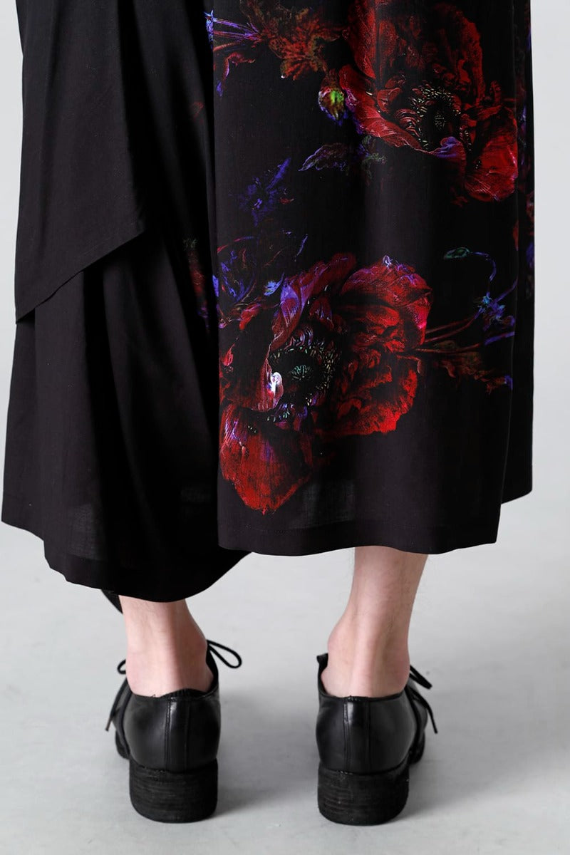 Pressed Flower Rayon Front flared pants