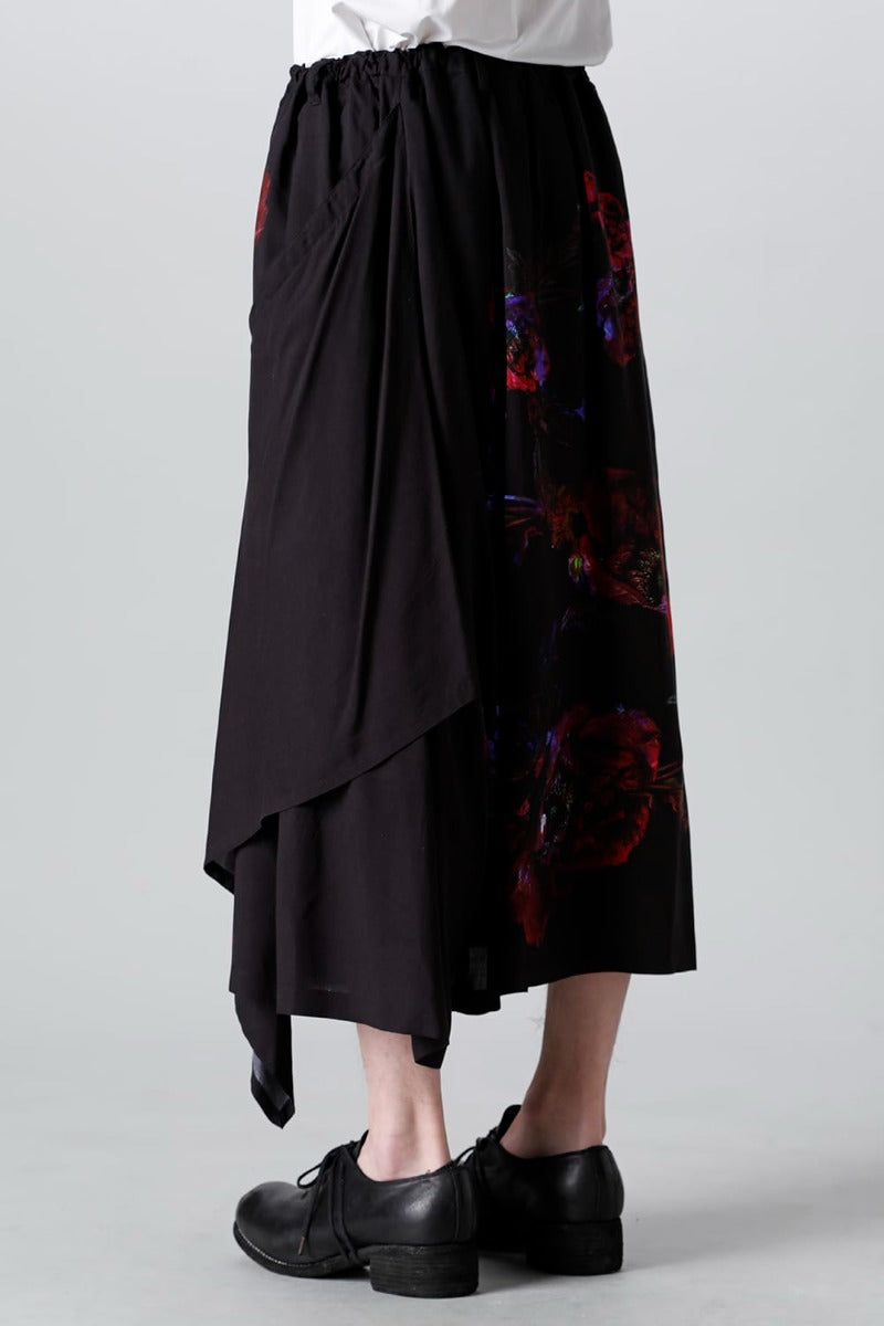 Pressed Flower Rayon Front flared pants