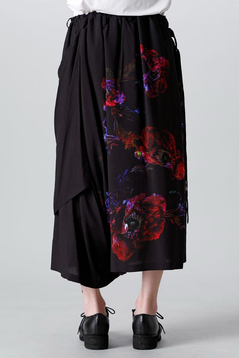 Pressed Flower Rayon Front flared pants