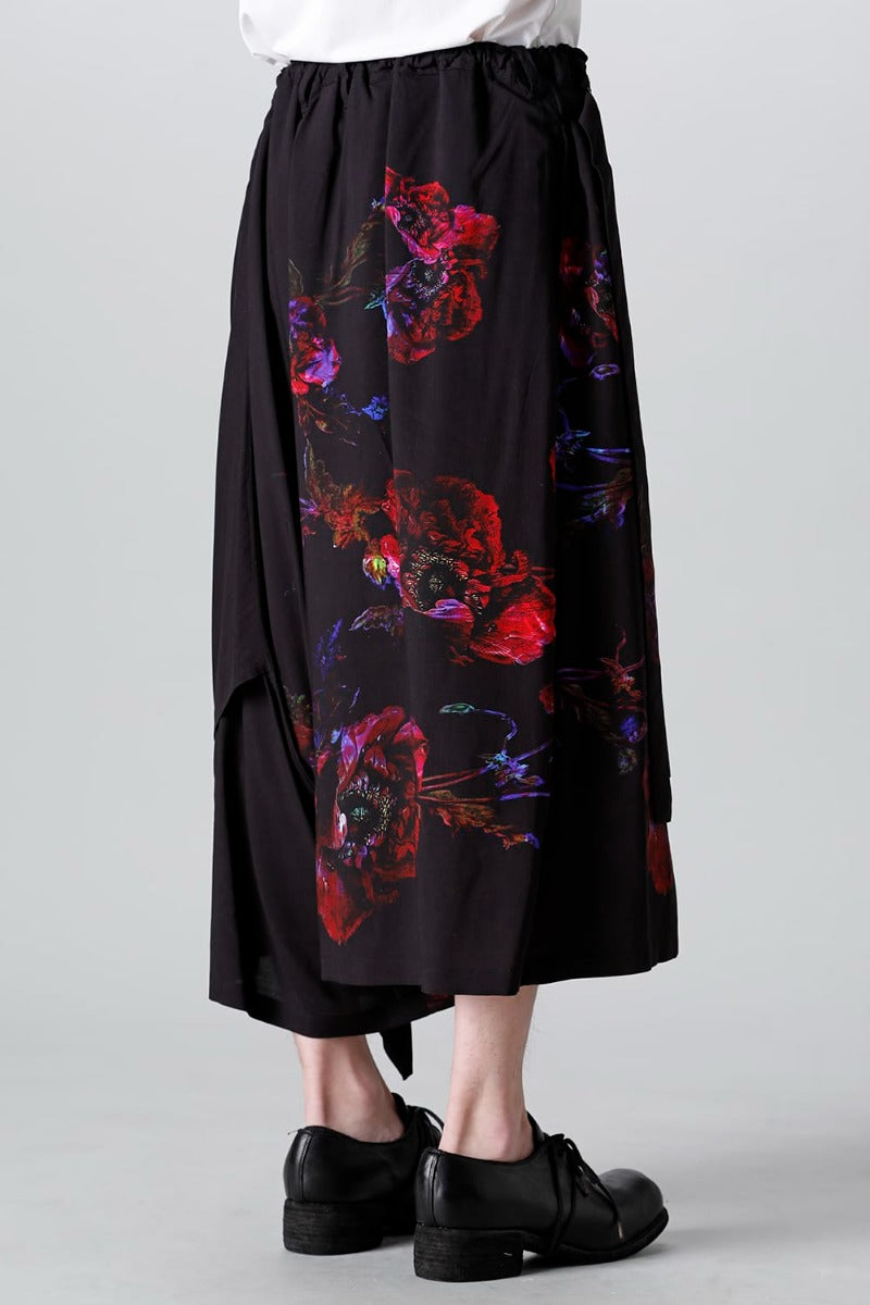 Pressed Flower Rayon Front flared pants