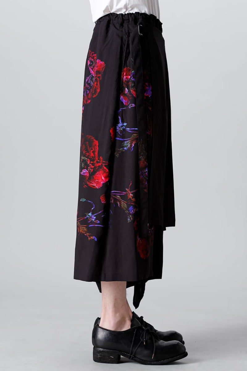 Pressed Flower Rayon Front flared pants