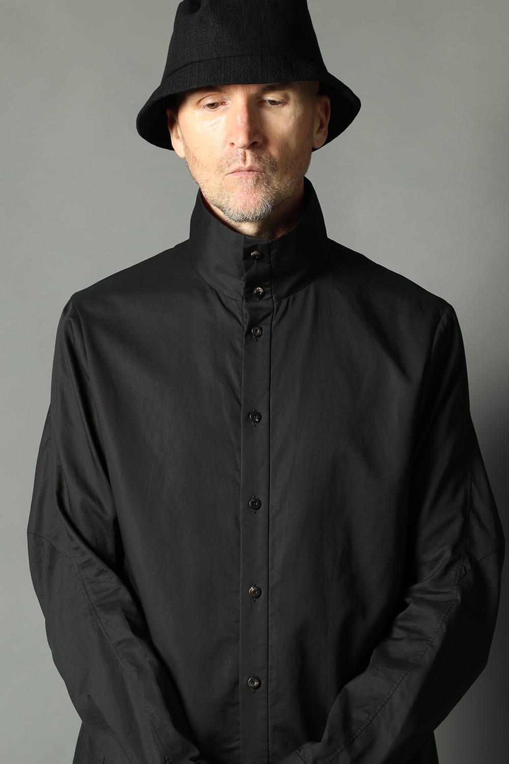 Hight neck shirt 200/2 cotton double weave  Black