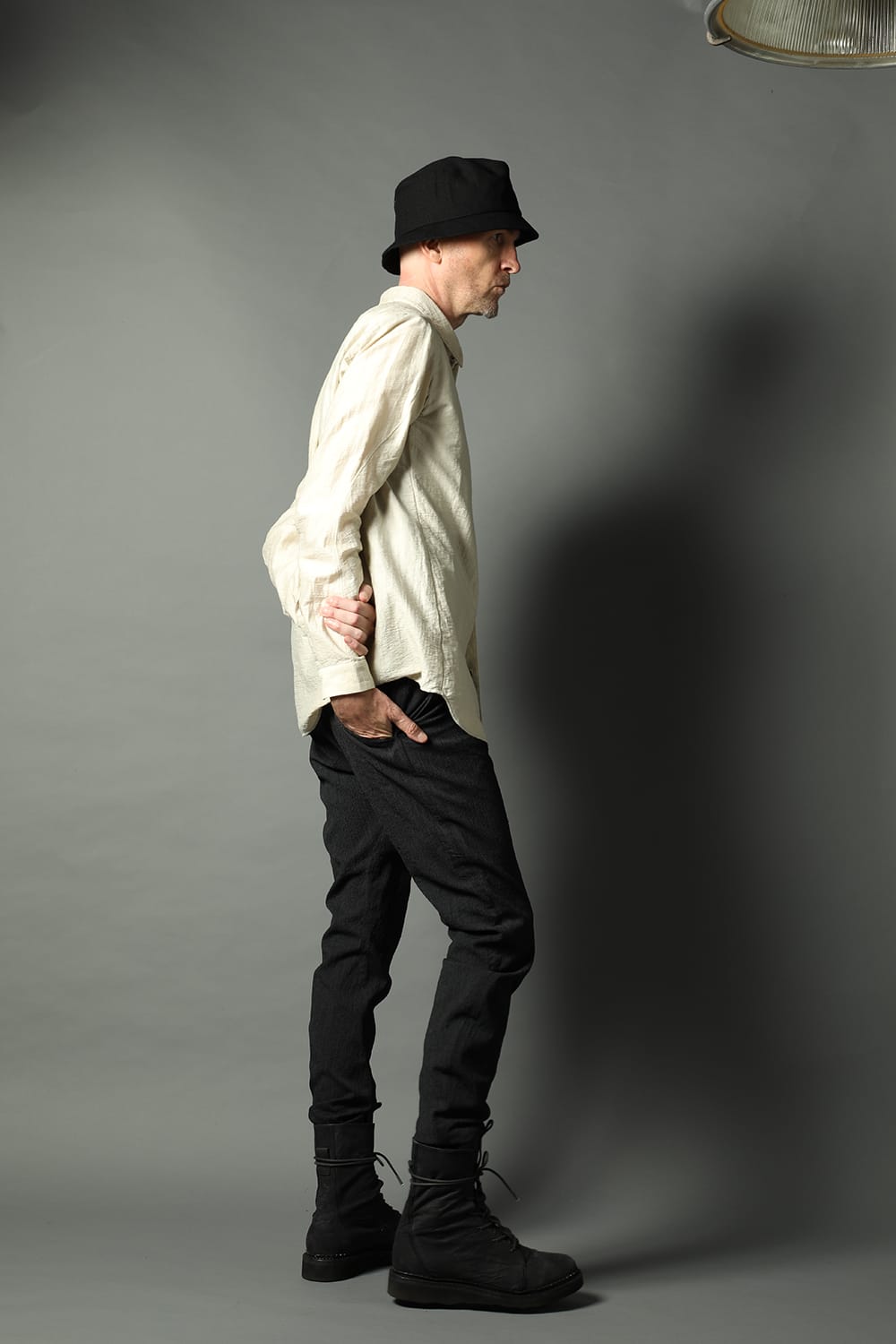 Shirt cotton / nylon Shadow jacquard  Ecru