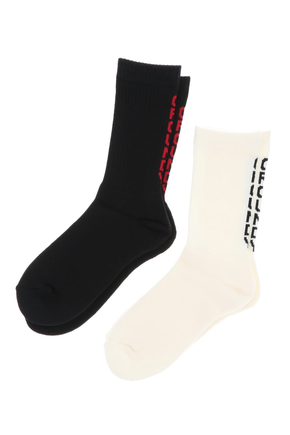 2pac GY logo socks White / Black・Black / Red