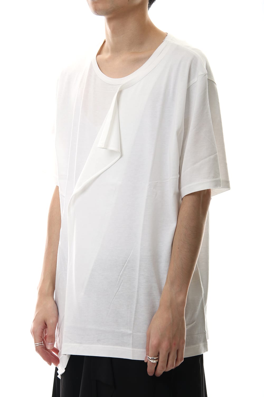 デフォームド ドレープ ショート カットソー White