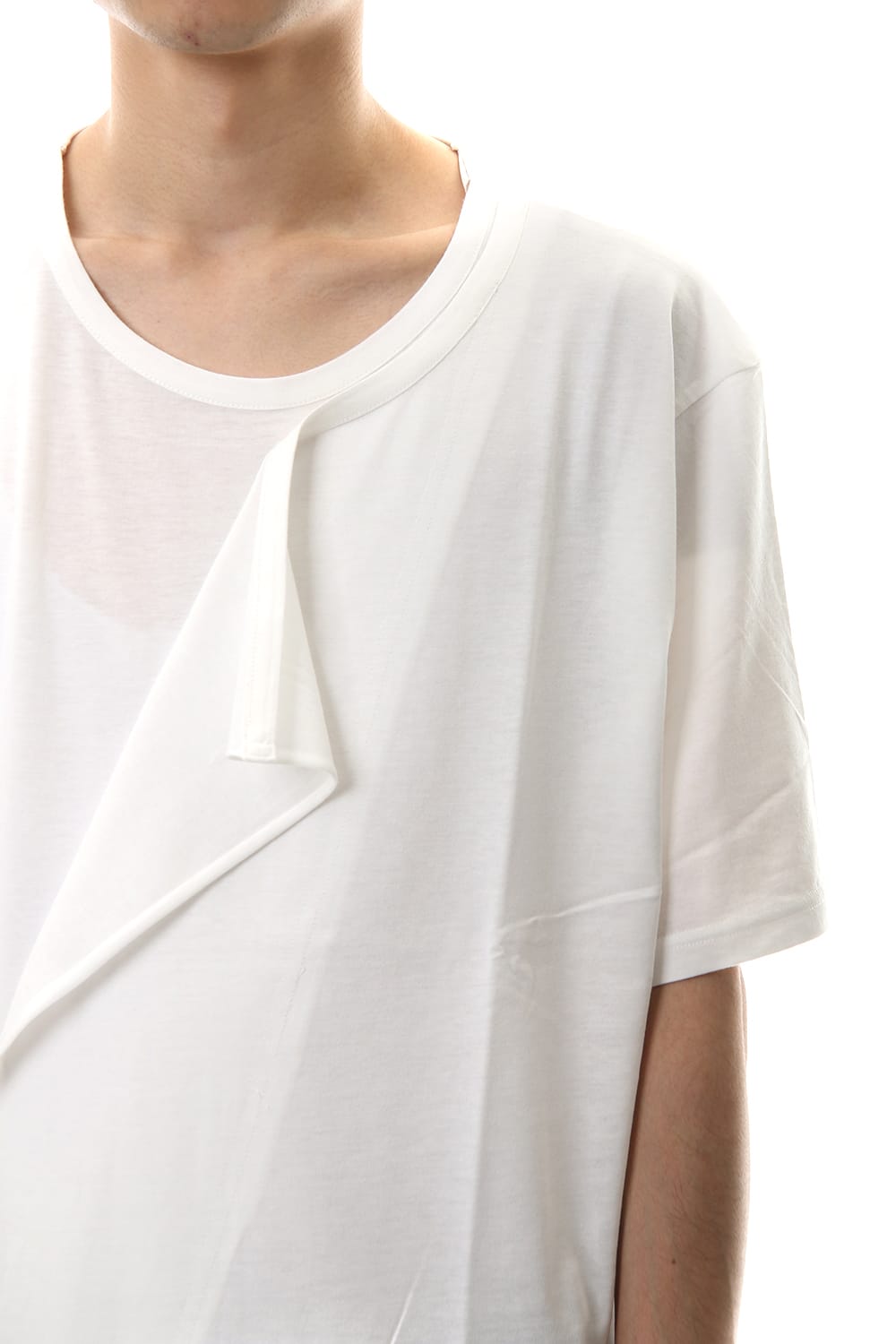 デフォームド ドレープ ショート カットソー White