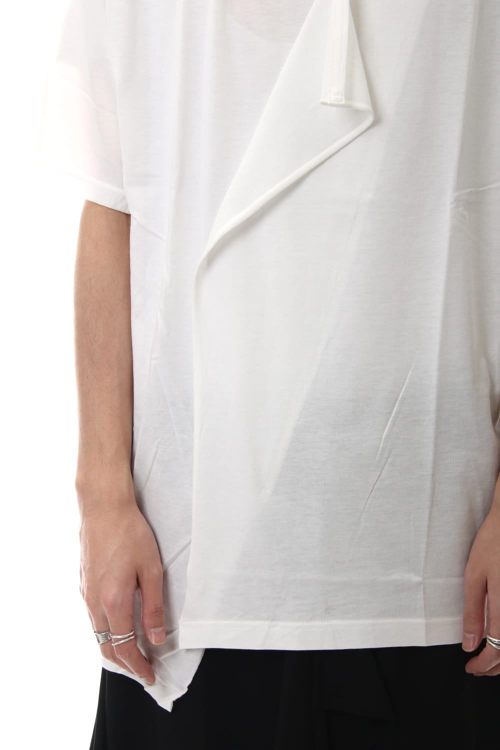 デフォームド ドレープ ショート カットソー White