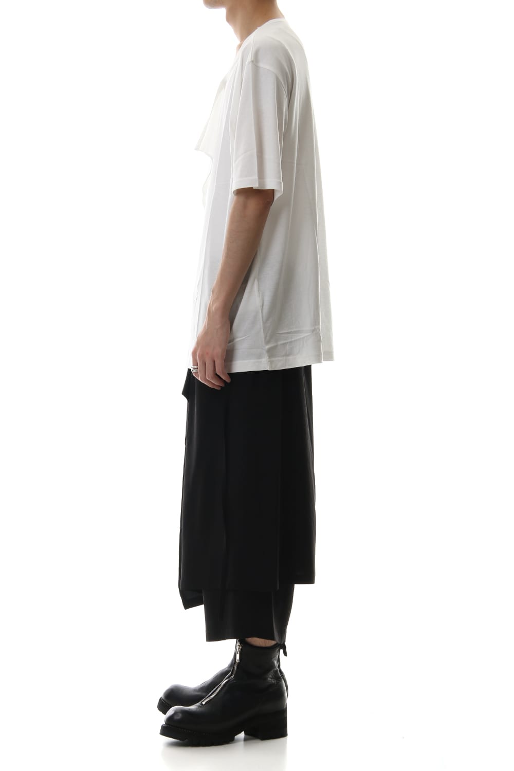 デフォームド ドレープ ショート カットソー White