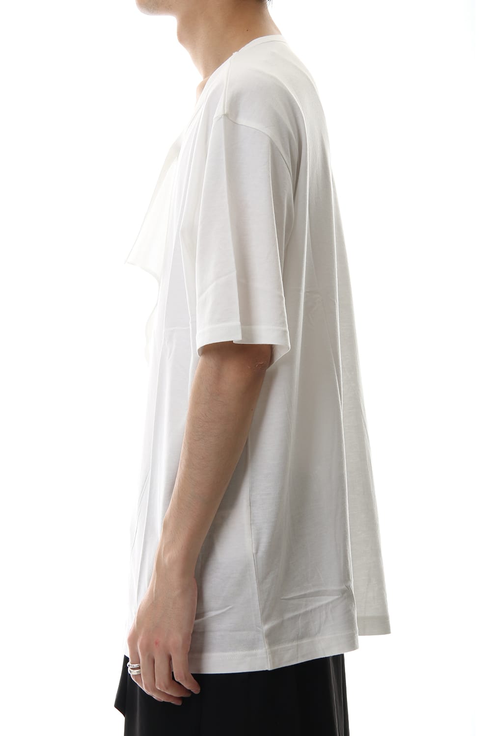 デフォームド ドレープ ショート カットソー White