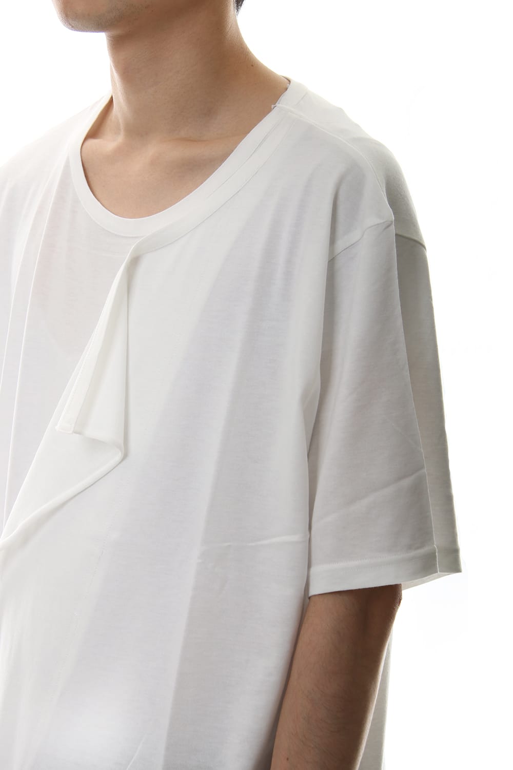 デフォームド ドレープ ショート カットソー White