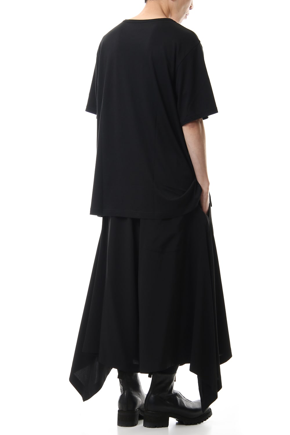 Deformed Drape Short Cut Sew Black