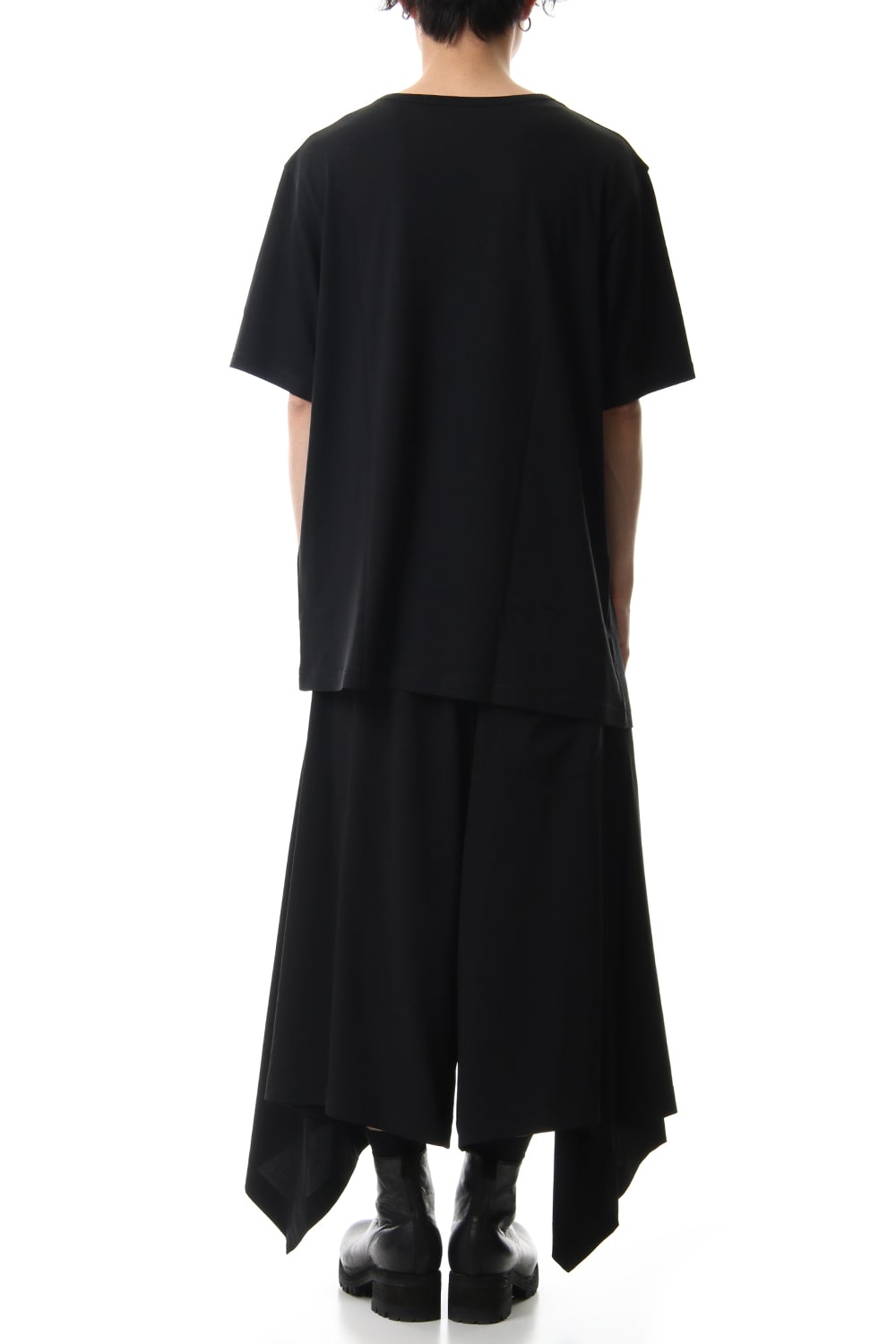 Deformed Drape Short Cut Sew Black