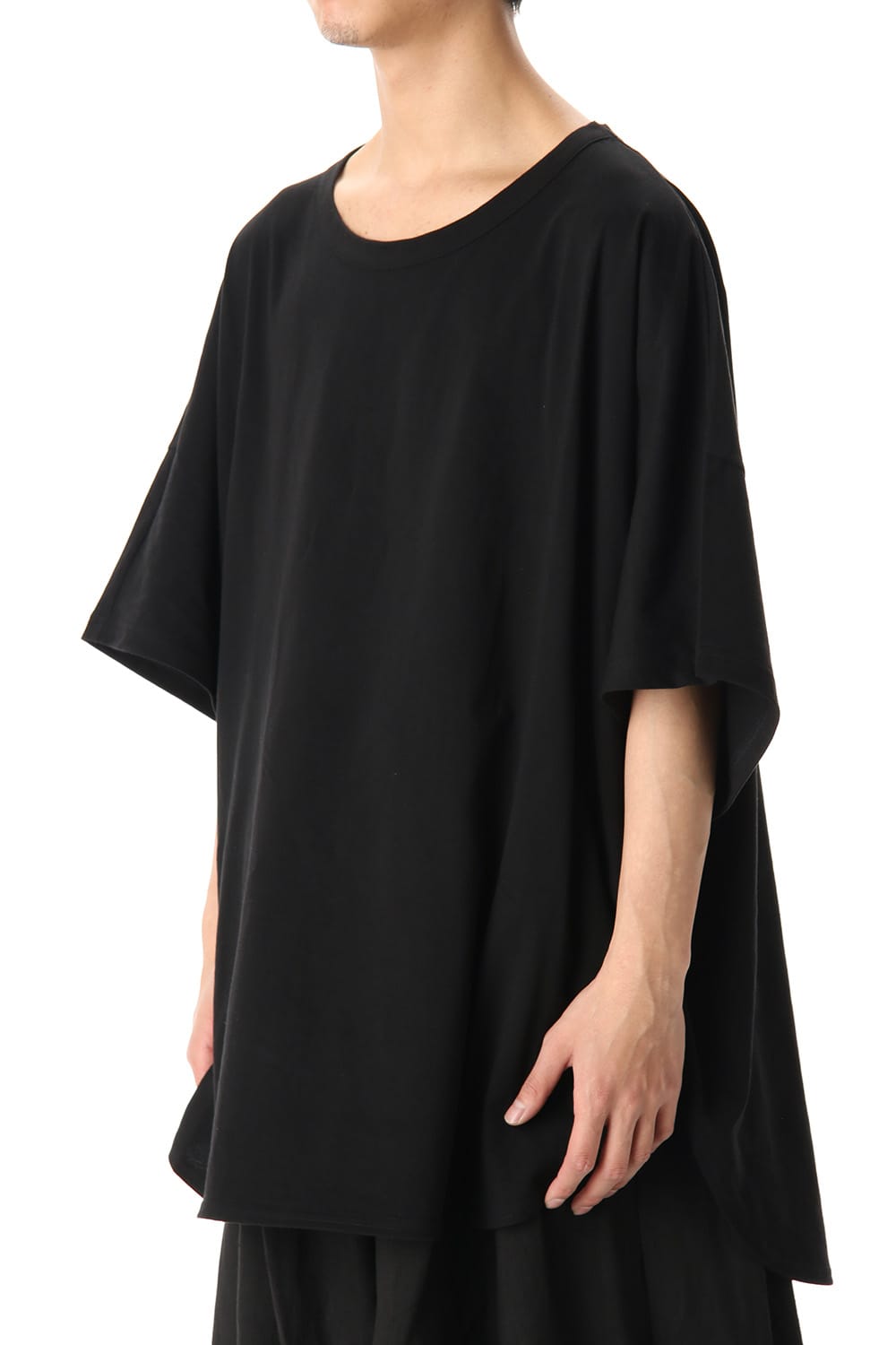 ドルマン ラウンド ショート スリーブ カットソー ブラック