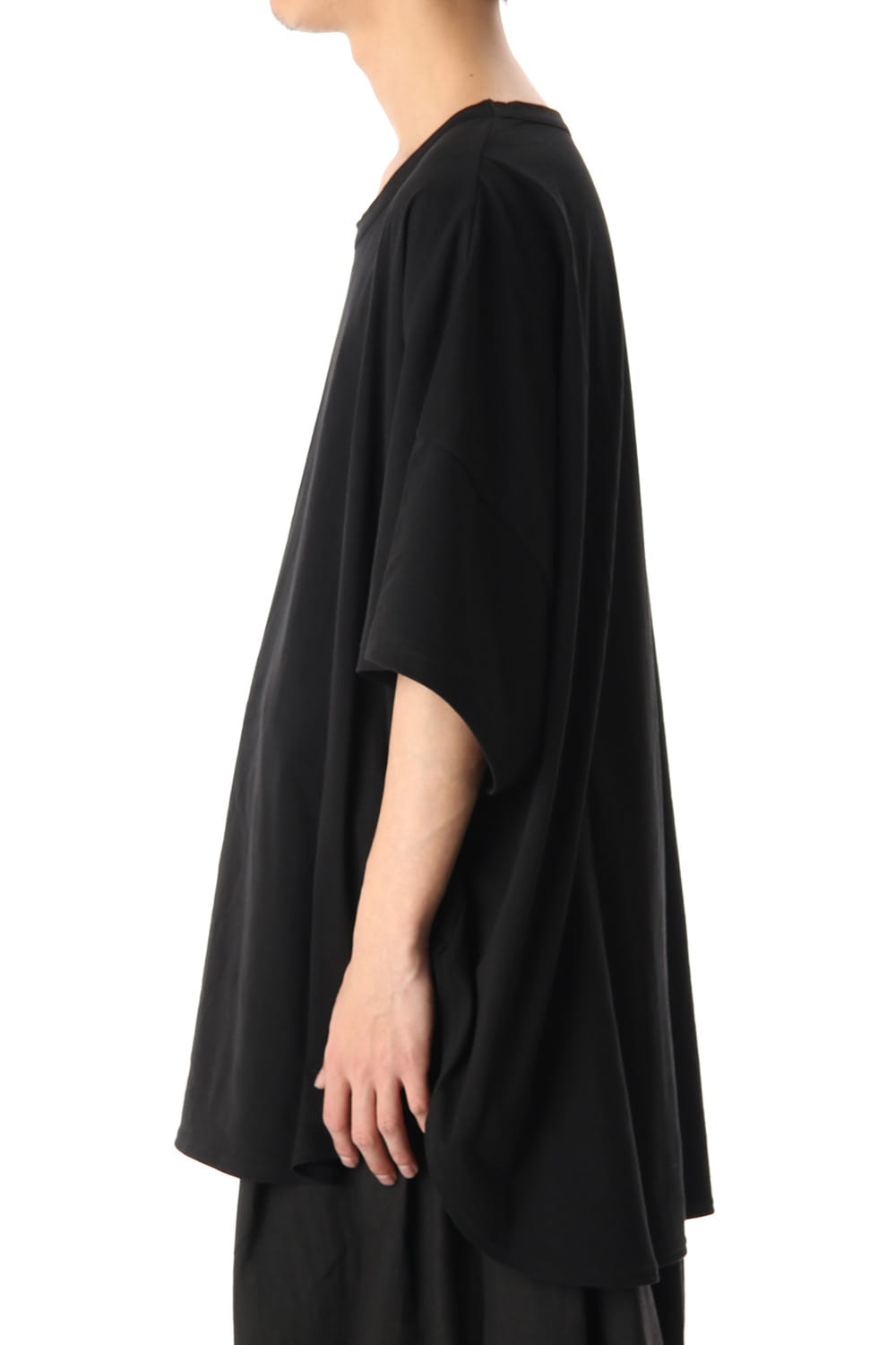 ドルマン ラウンド ショート スリーブ カットソー ブラック