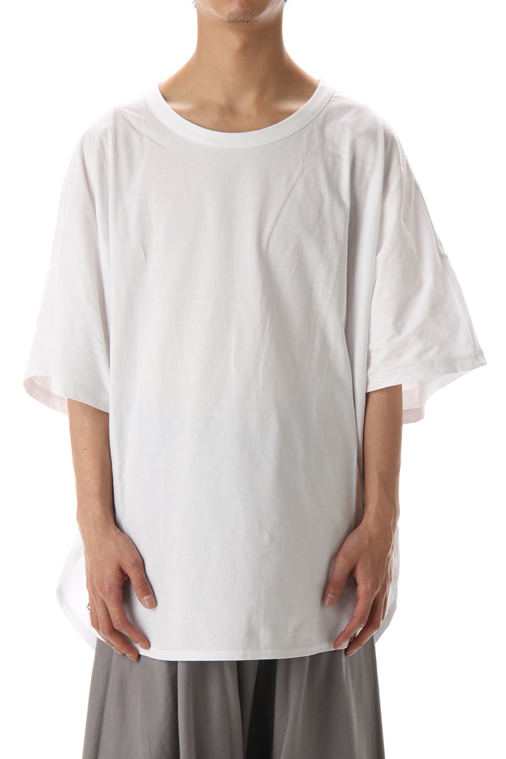 ドルマン ラウンド ショート スリーブ カットソー ホワイト