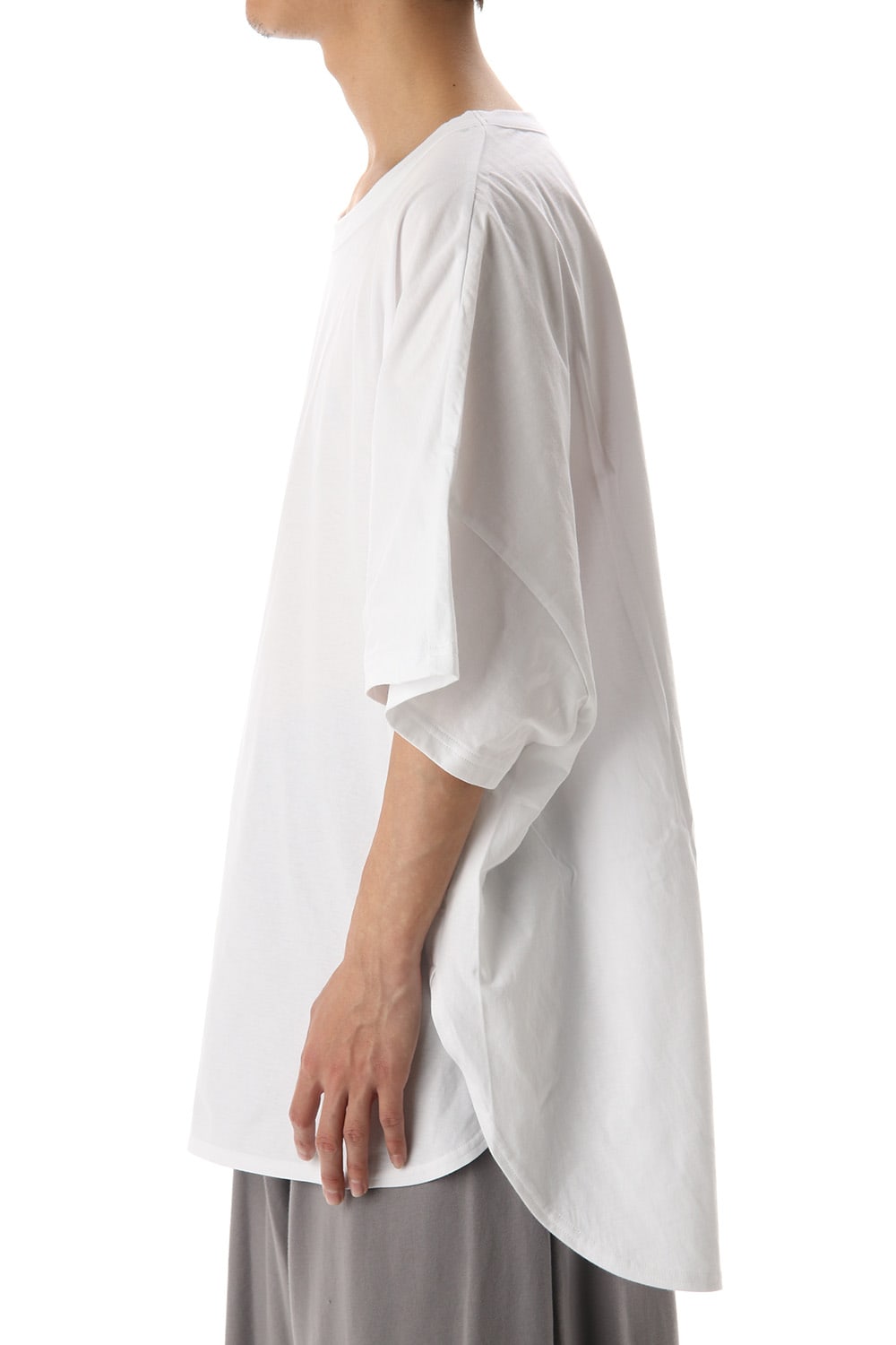 ドルマン ラウンド ショート スリーブ カットソー ホワイト