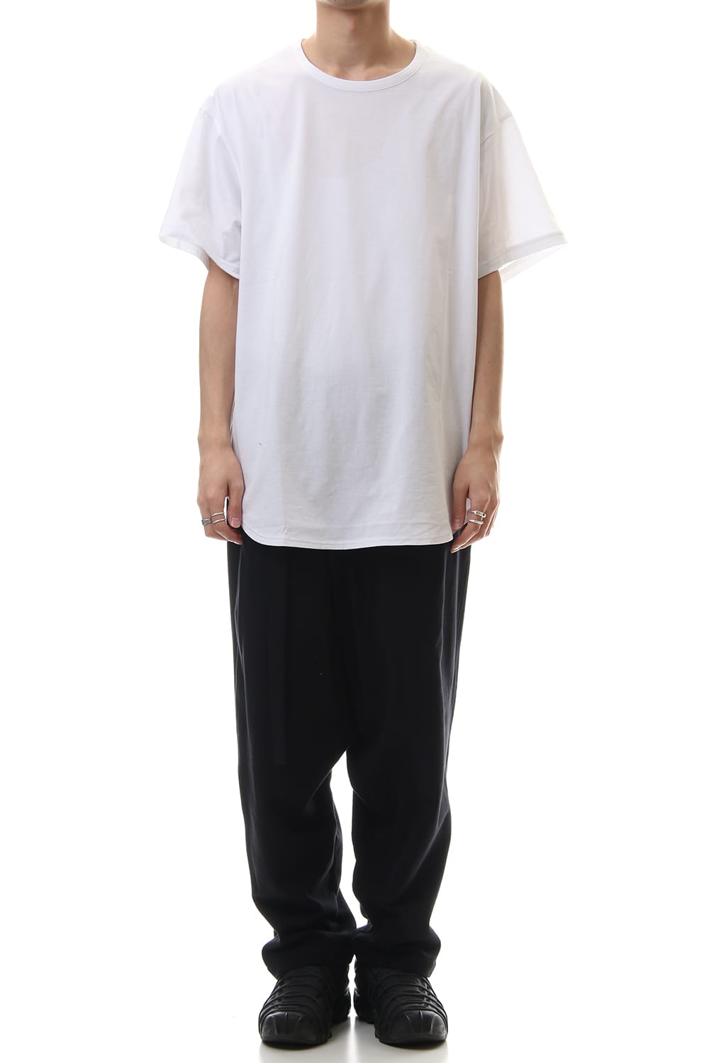 Round Short Sleeve Cut Sew White