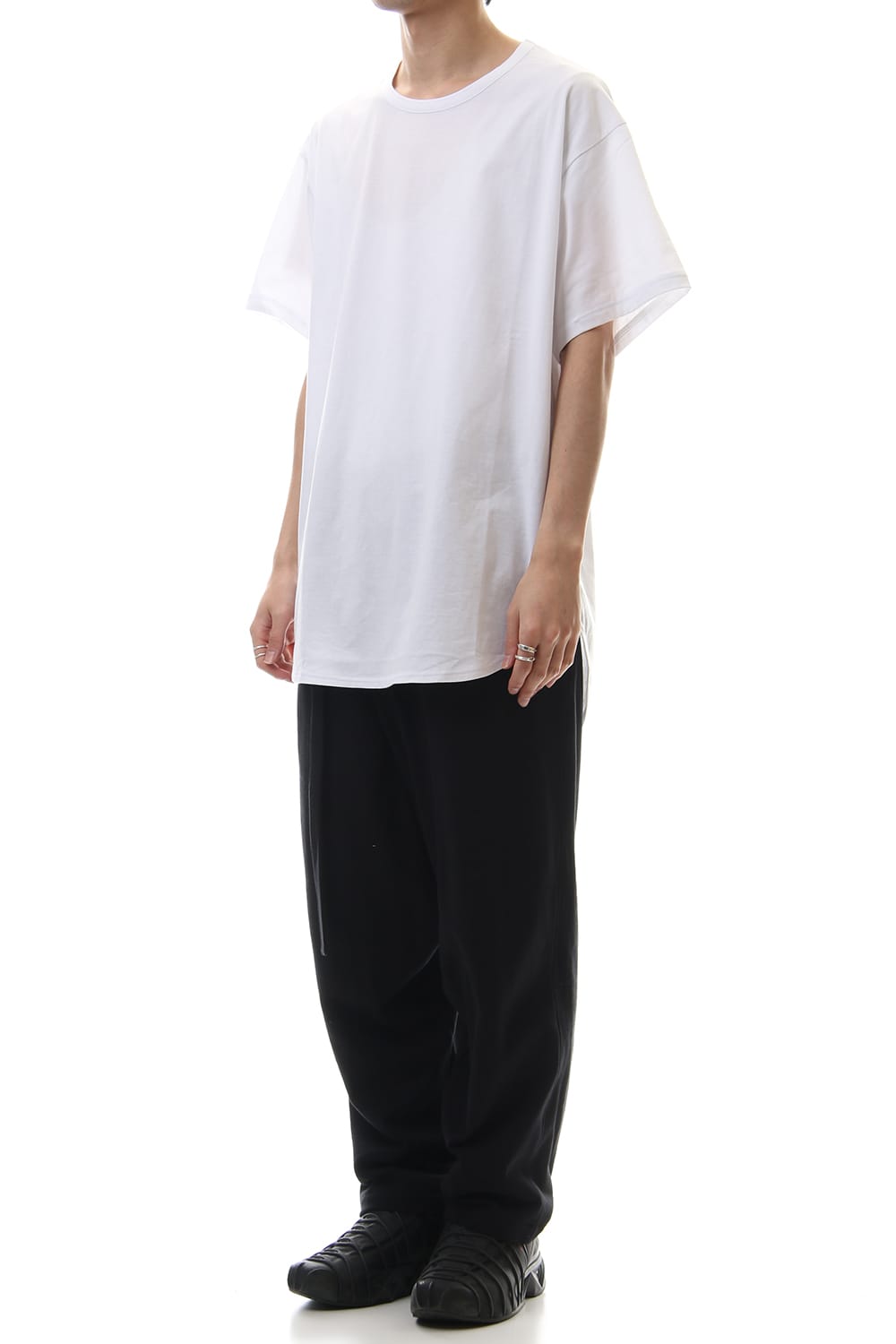 Round Short Sleeve Cut Sew White
