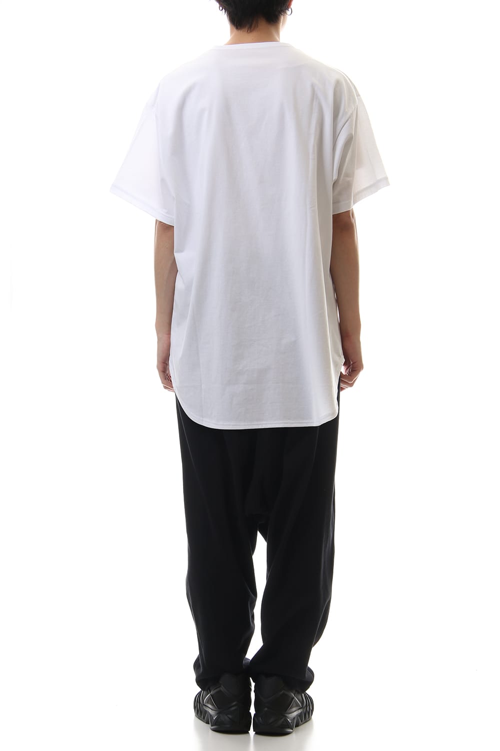 Round Short Sleeve Cut Sew White