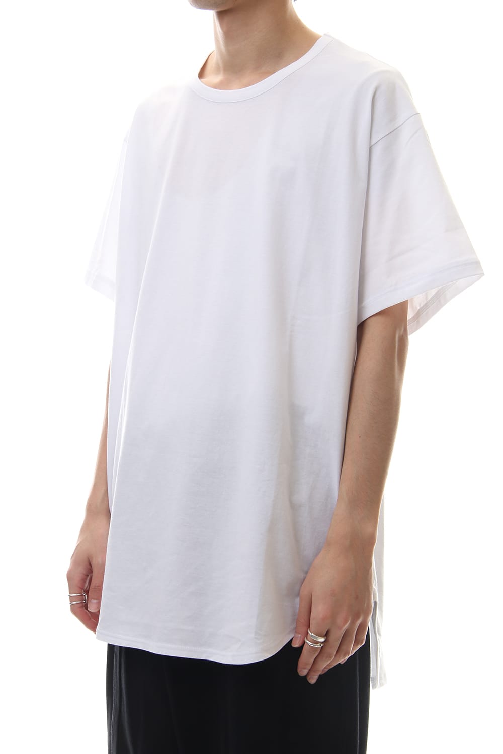 Round Short Sleeve Cut Sew White
