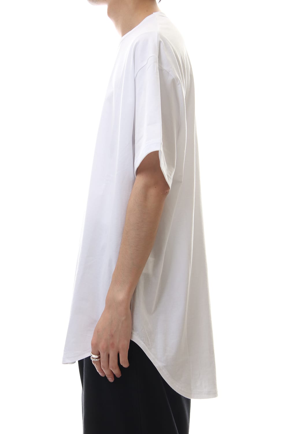 Round Short Sleeve Cut Sew White