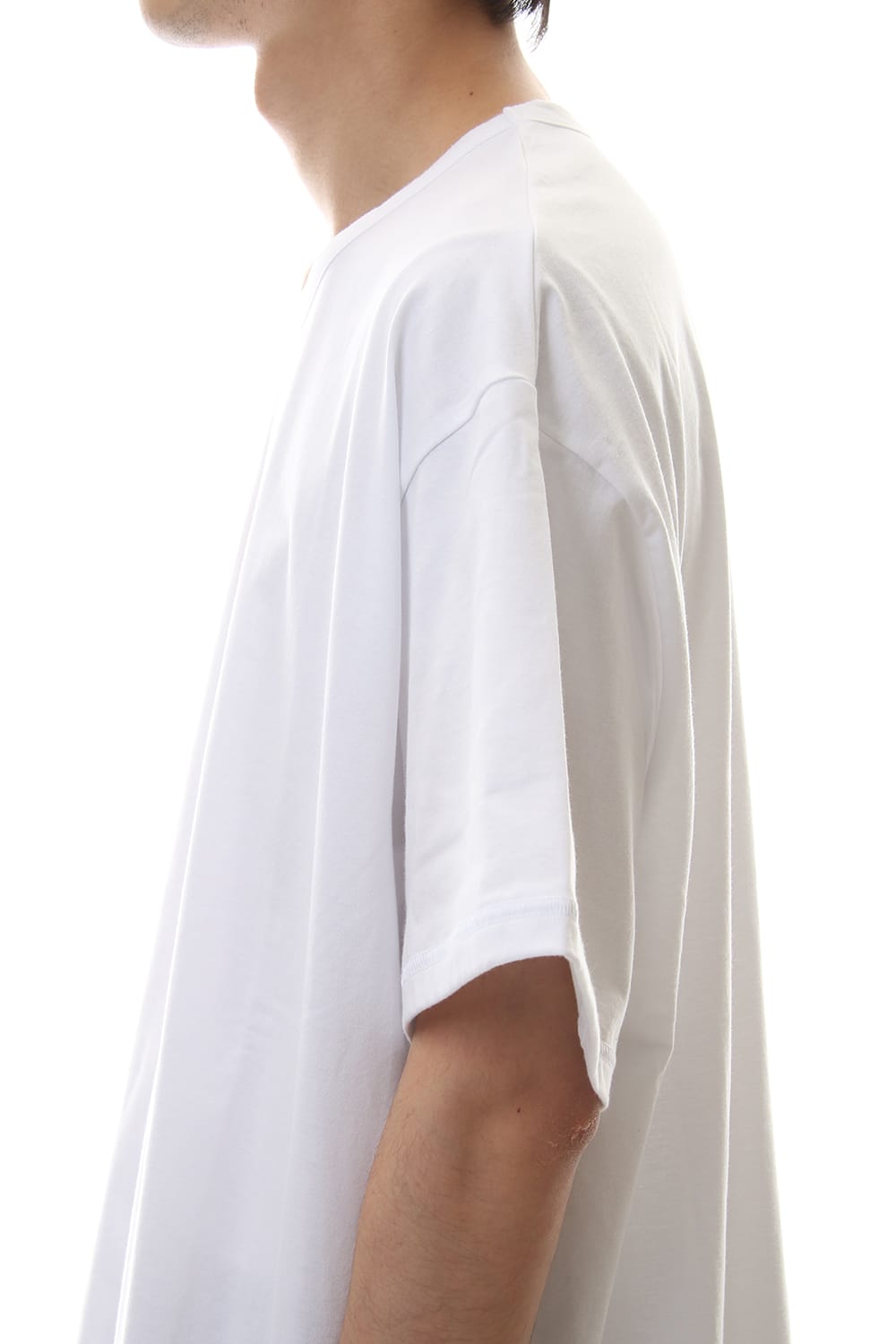 Round Short Sleeve Cut Sew White