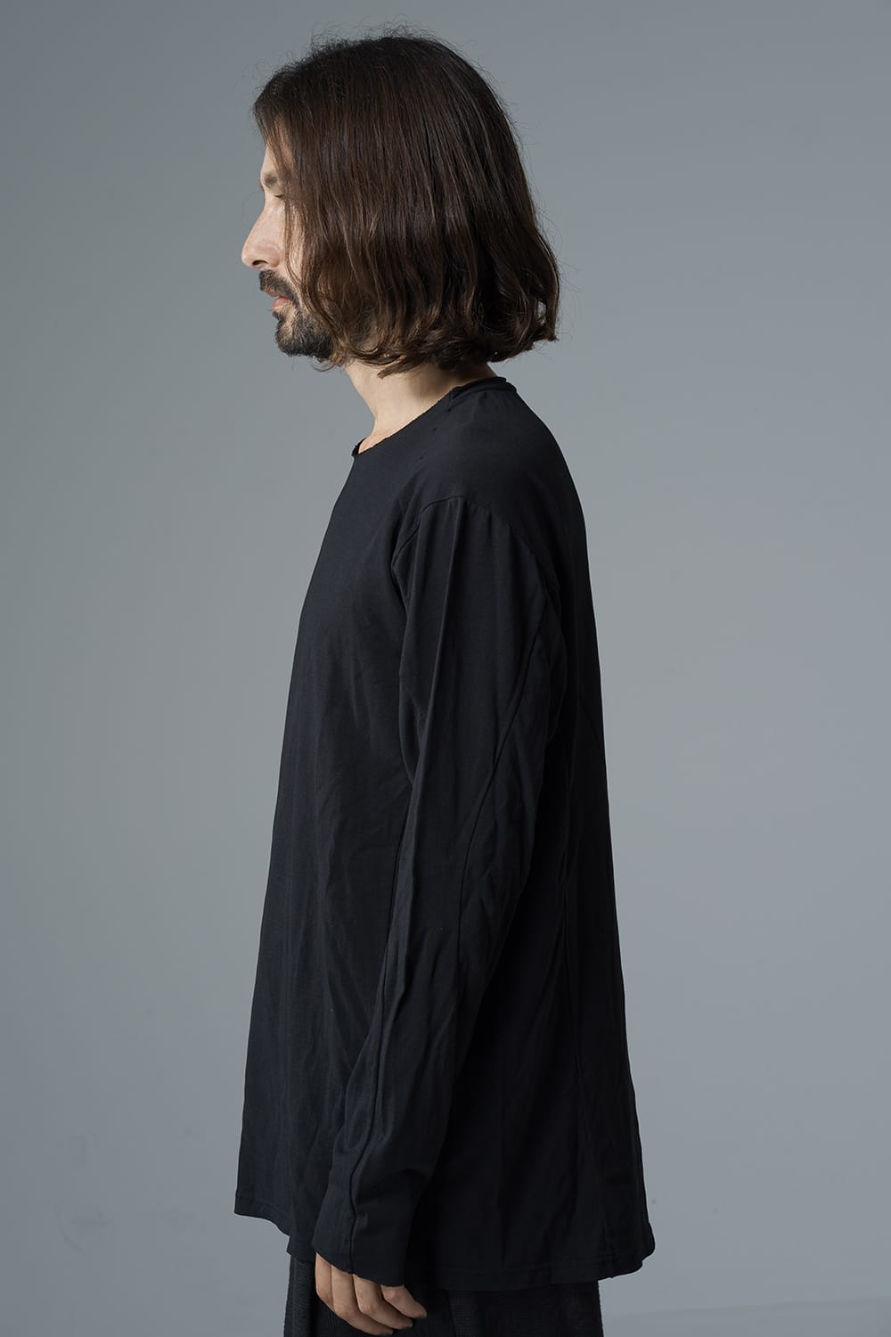 Long sleeve japanese paper jersey charcoal dyed  Black