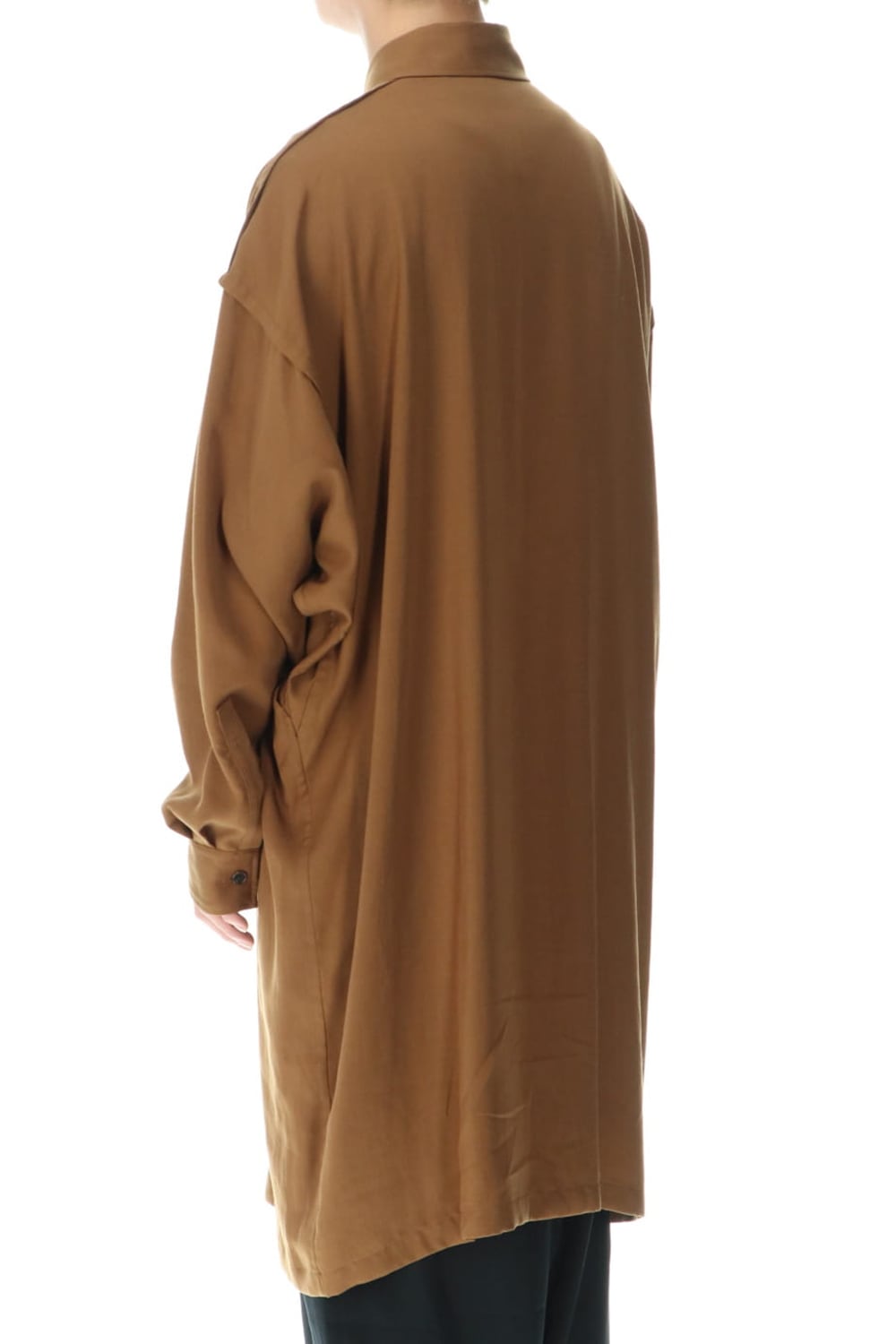 フレンチシーム セミ ロングシャツ キャメル