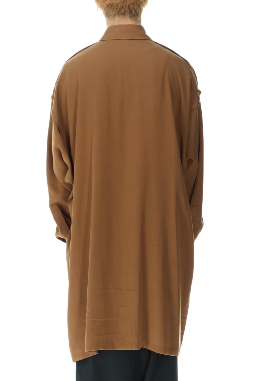 フレンチシーム セミ ロングシャツ キャメル