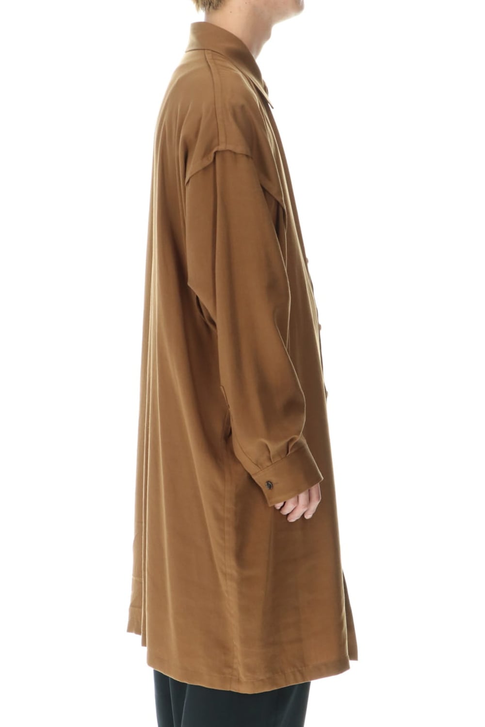 フレンチシーム セミ ロングシャツ キャメル