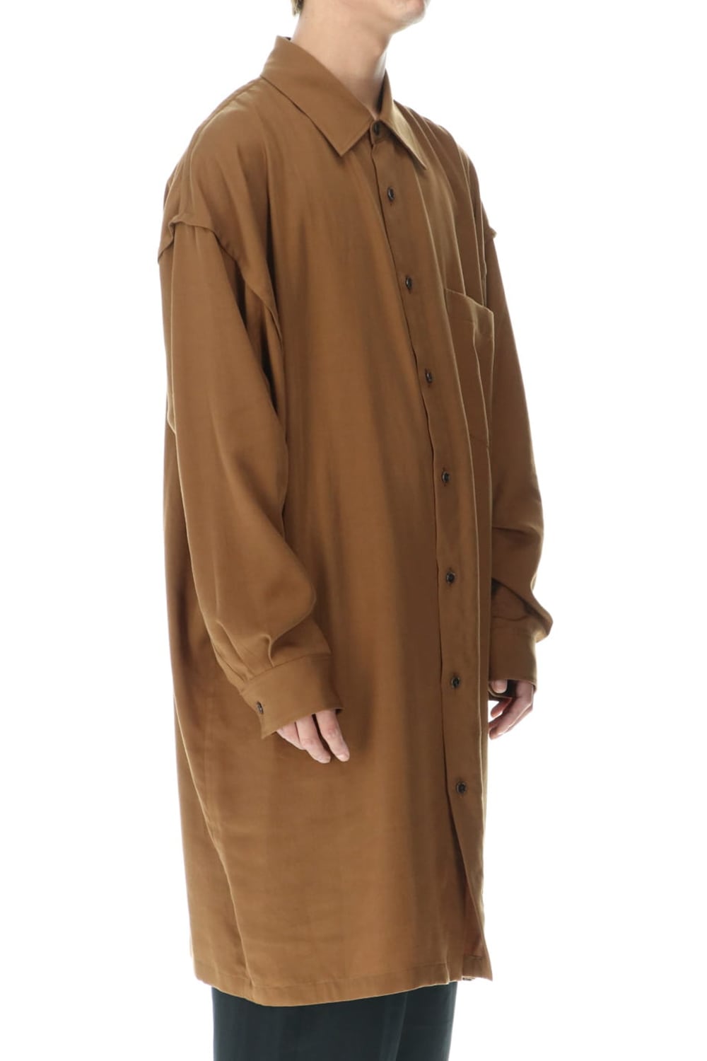 フレンチシーム セミ ロングシャツ キャメル