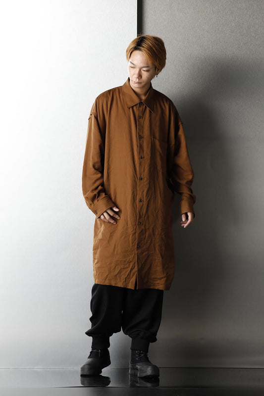 French Seam Semi Long Shirt Camel