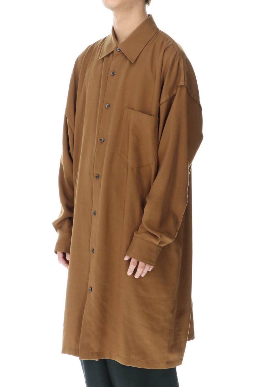 フレンチシーム セミ ロングシャツ キャメル
