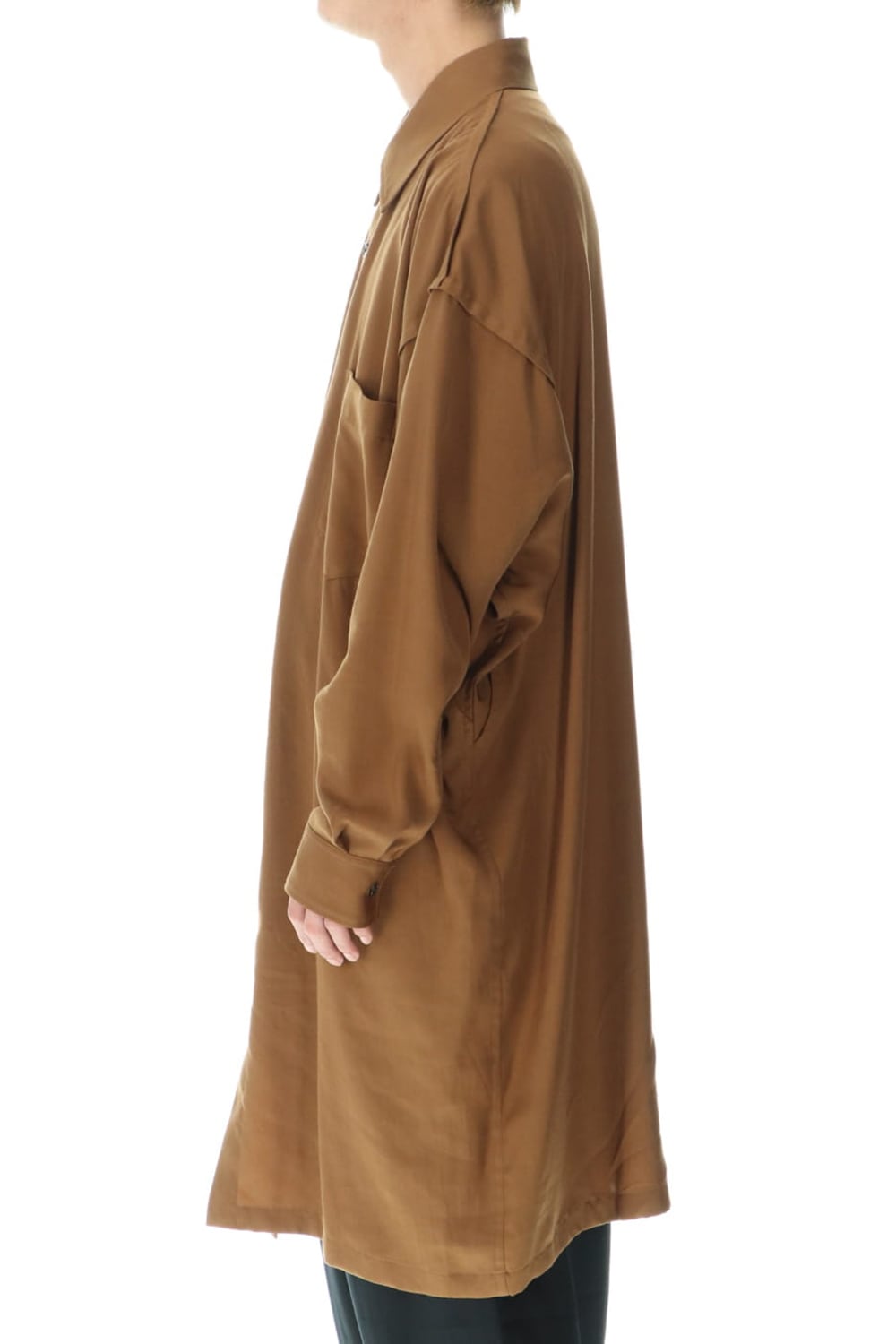 フレンチシーム セミ ロングシャツ キャメル