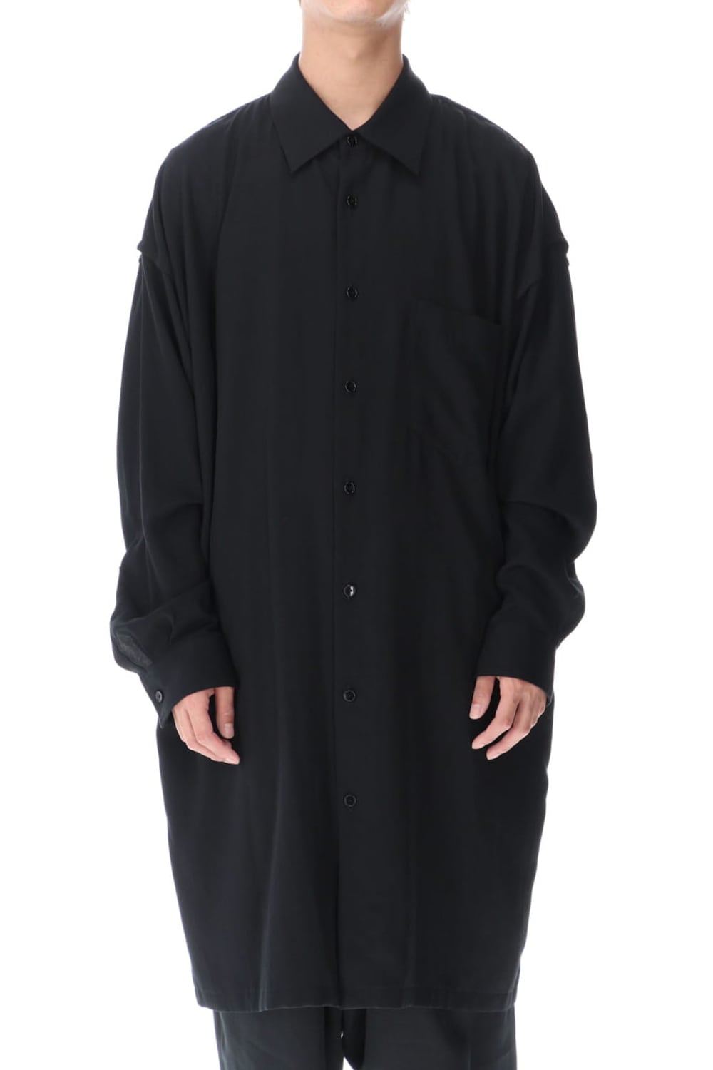 French Seam Semi Long Shirt Black