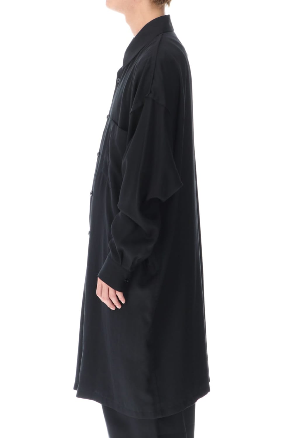 French Seam Semi Long Shirt Black