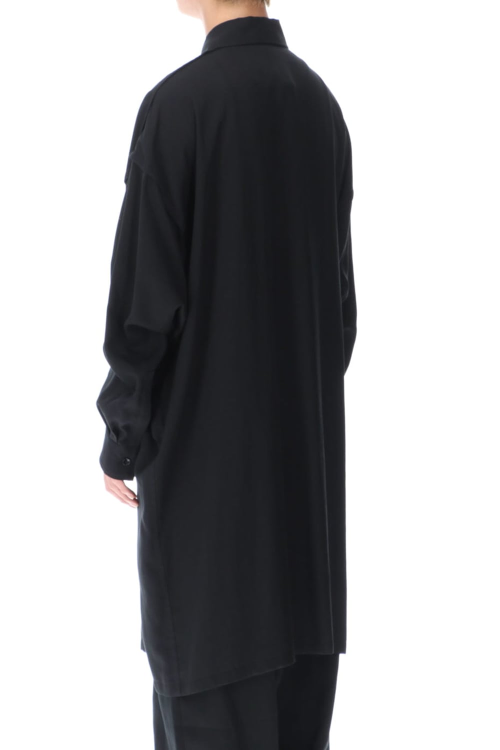 French Seam Semi Long Shirt Black