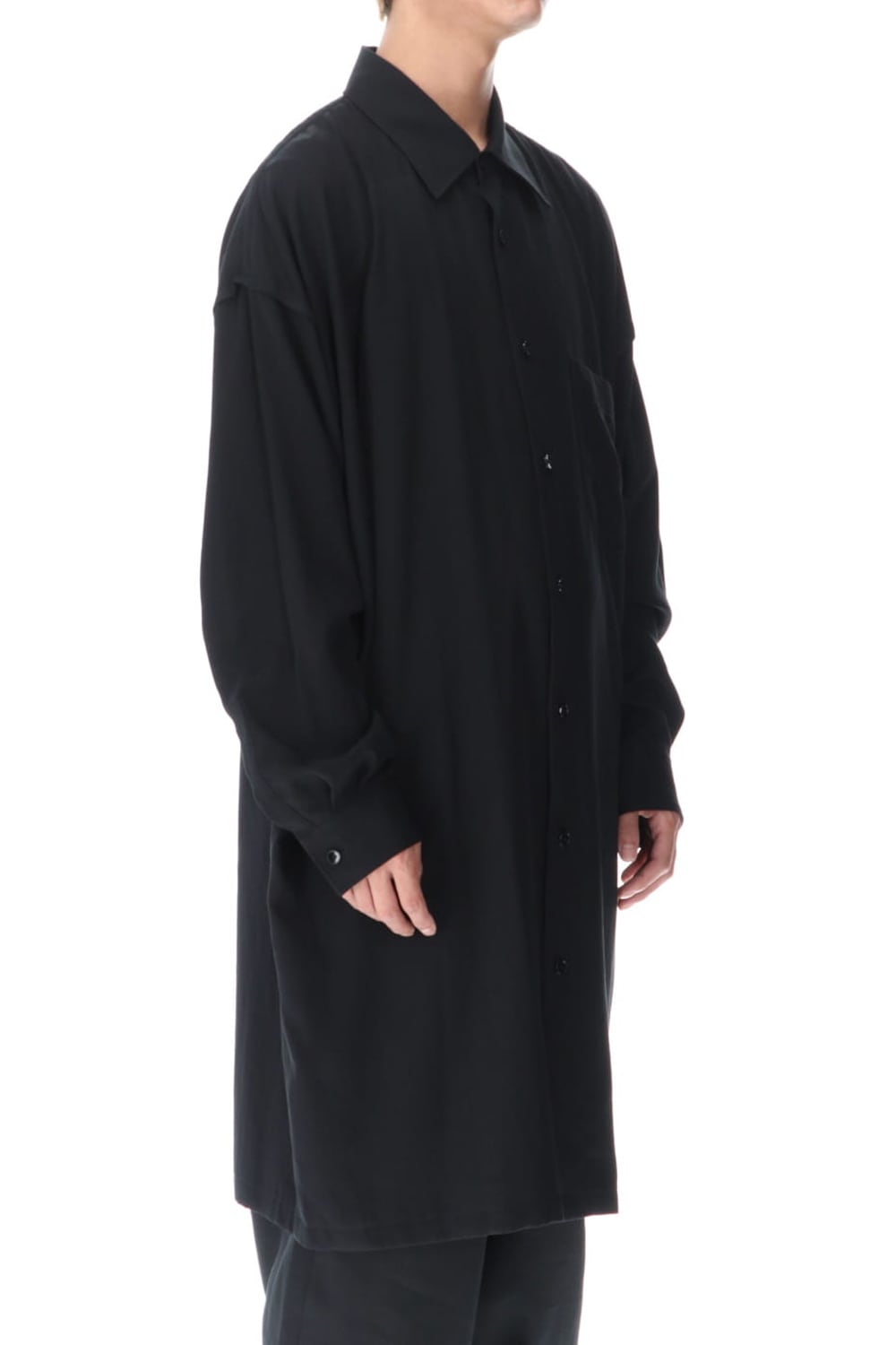 French Seam Semi Long Shirt Black