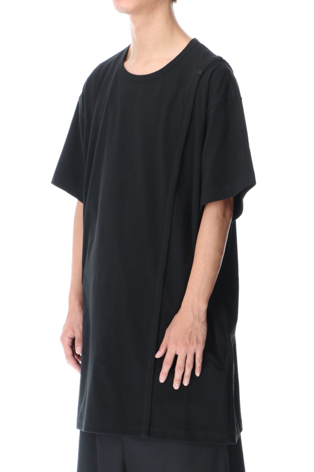 Right Button Straight Cut Sew Short Black