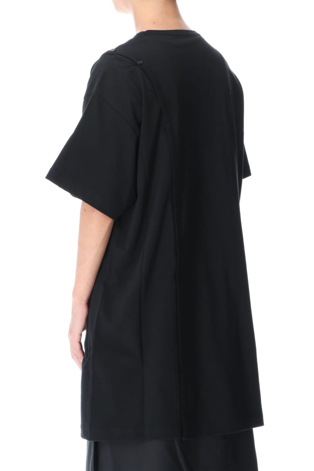 Right Button Straight Cut Sew Short Black