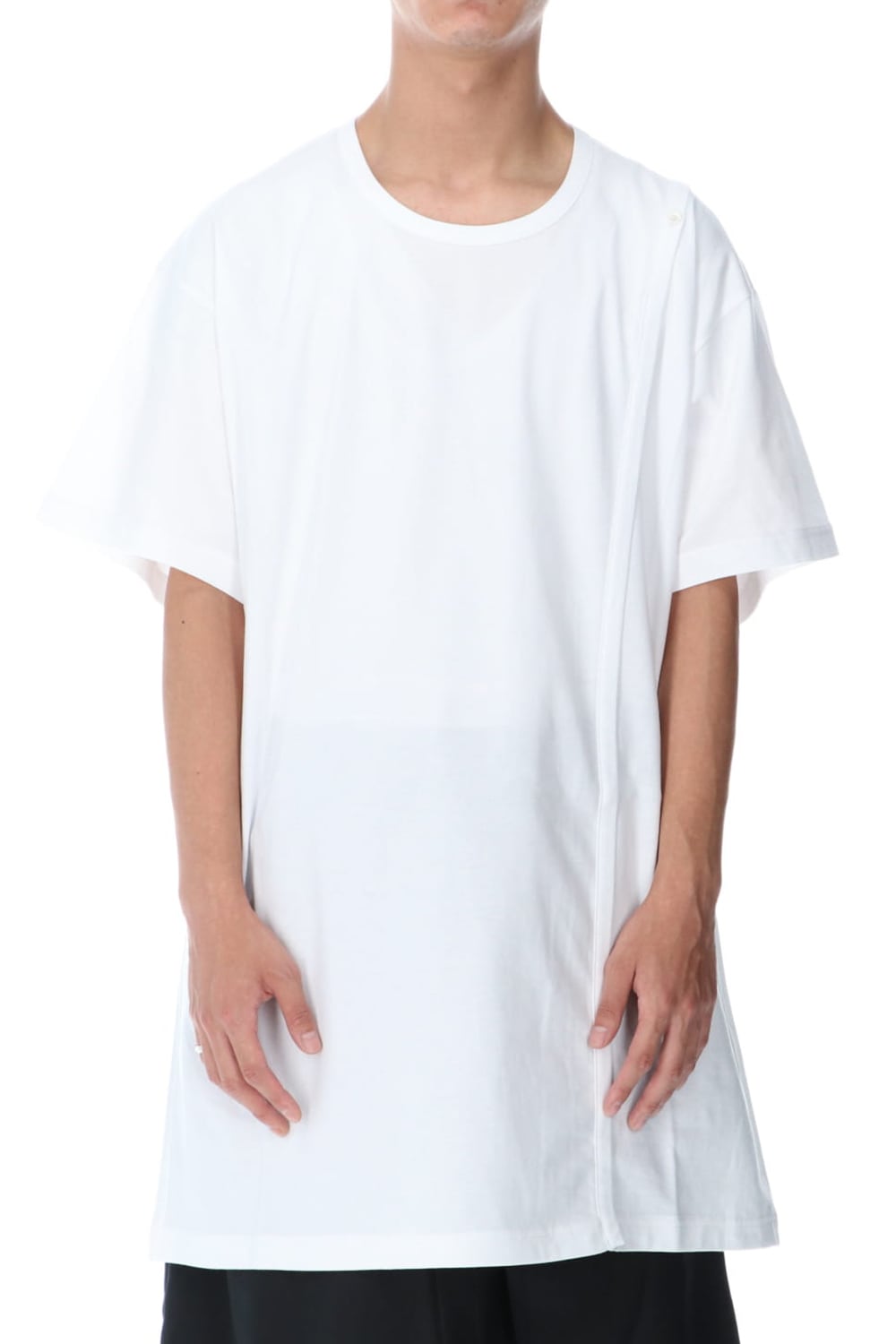 Right Button Straight Cut Sew Short White