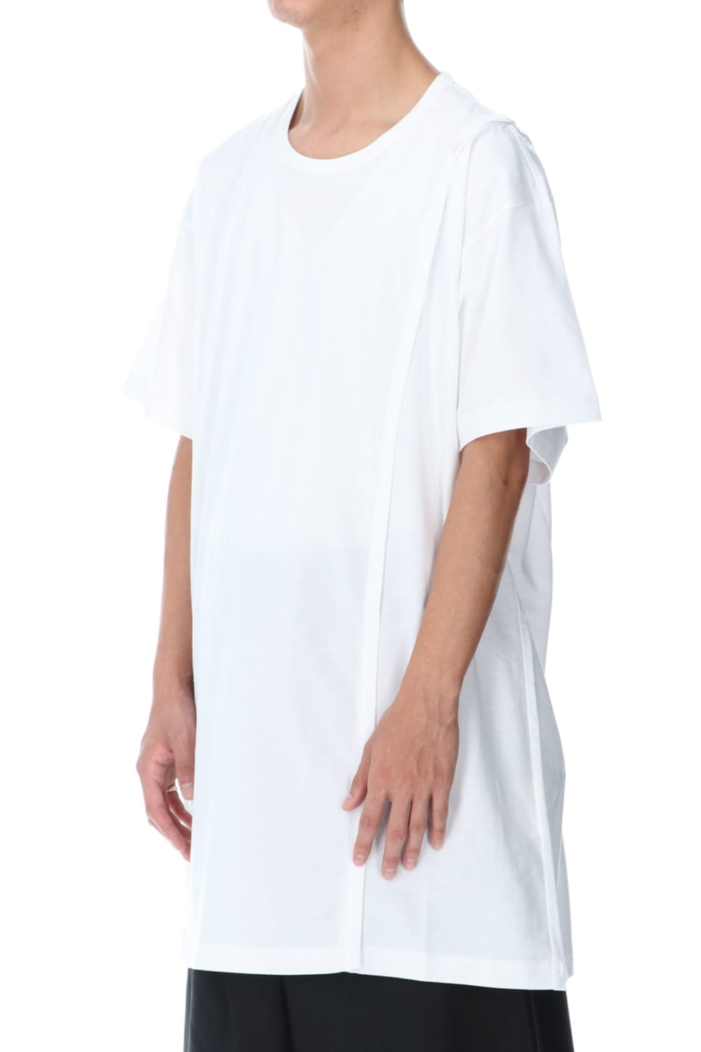 Right Button Straight Cut Sew Short White