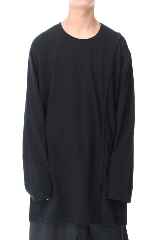 Right Button Straight Cut Sew Long Black