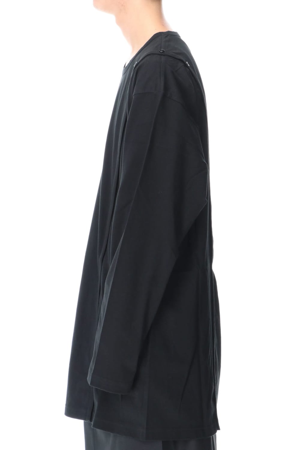 Right Button Straight Cut Sew Long Black