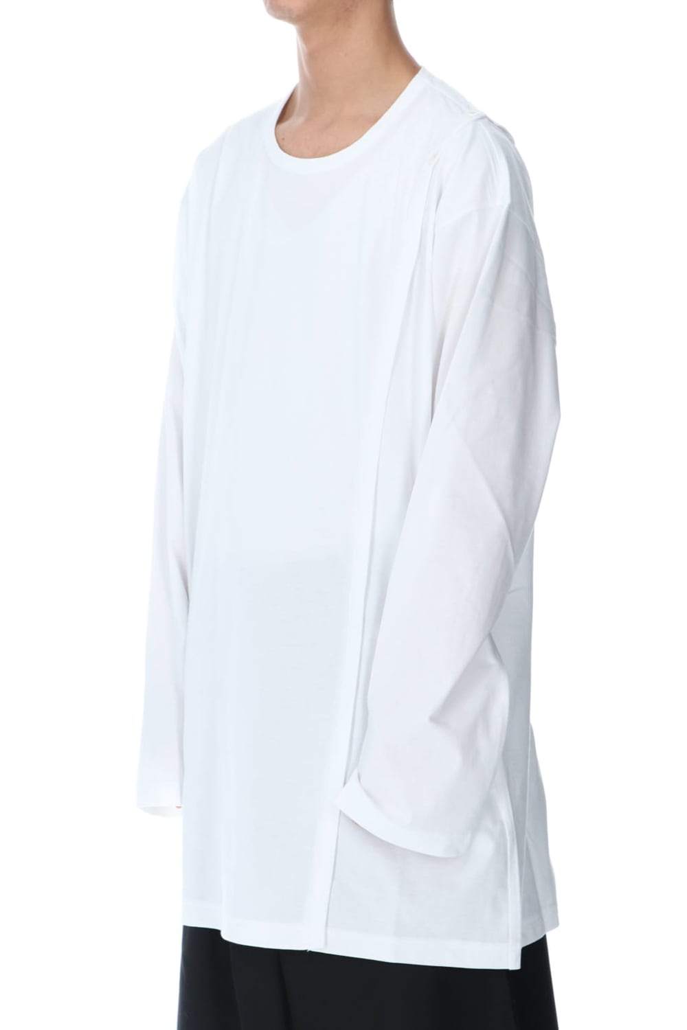 Right Button Straight Cut Sew Long White