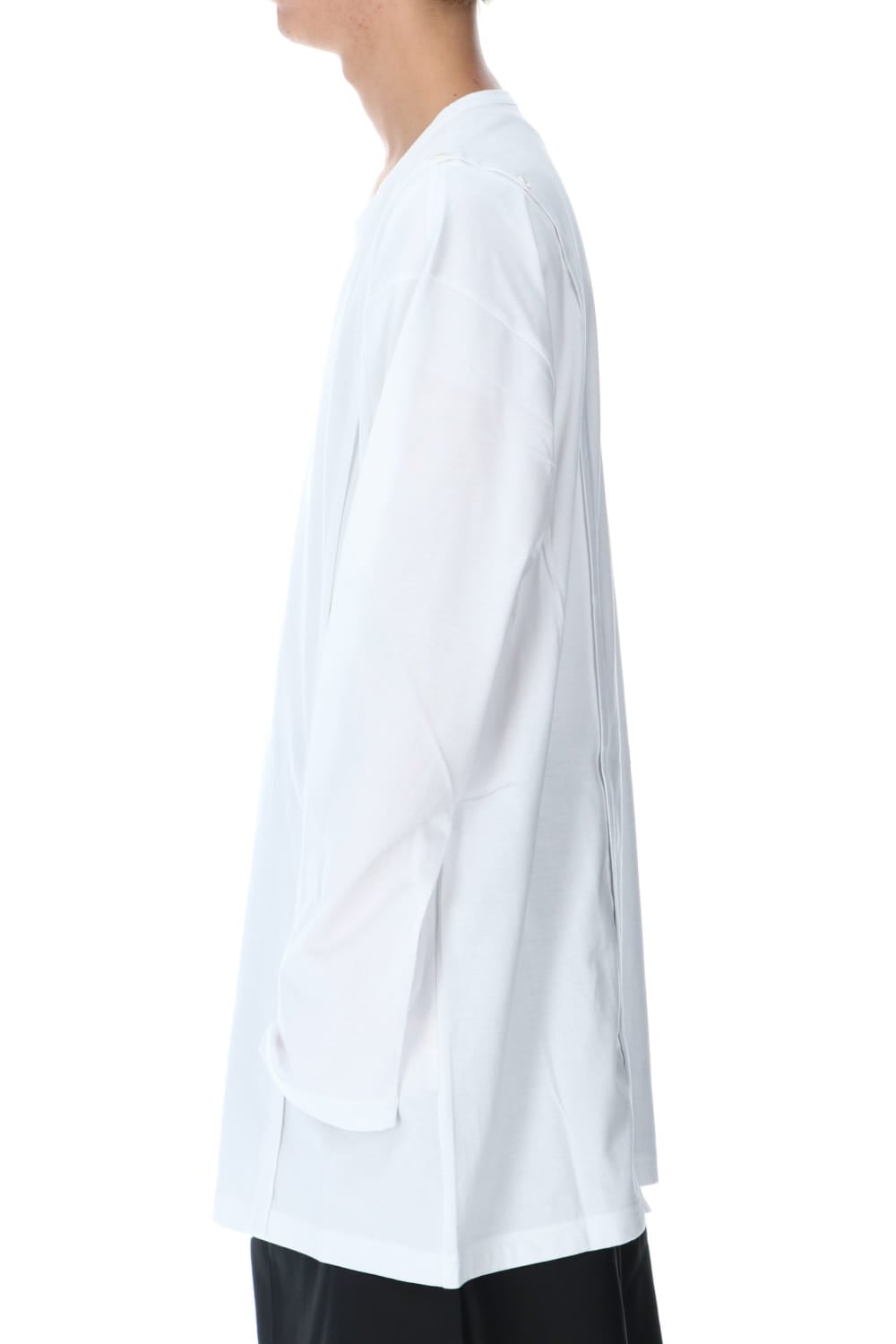 Right Button Straight Cut Sew Long White