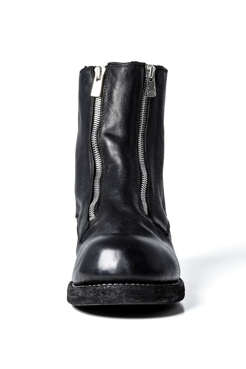 Double Front Zip Daddy Ankle Boots  - Horse Full Grain Leather - GR07FZI